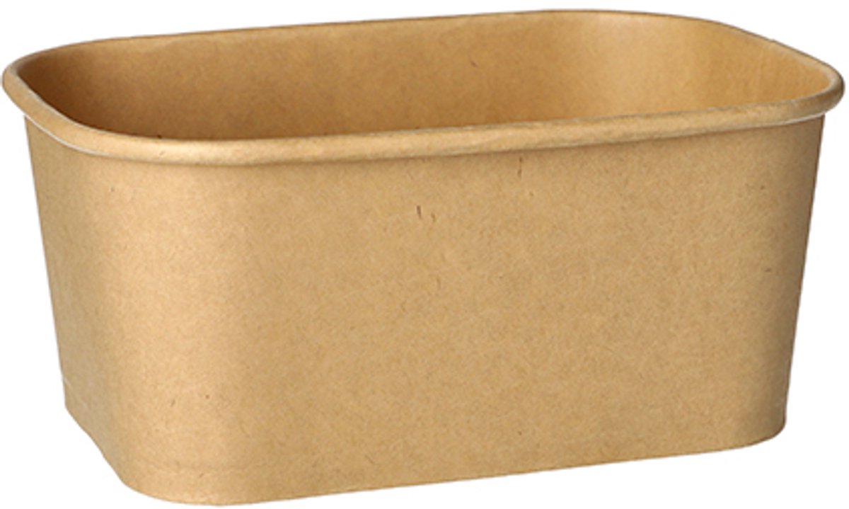 Image of 25 Kartonnen Verpakkingsbeker rechthoekig 1000 ml 7,5 cm x 17,3 cm x 12,3 cm bruin