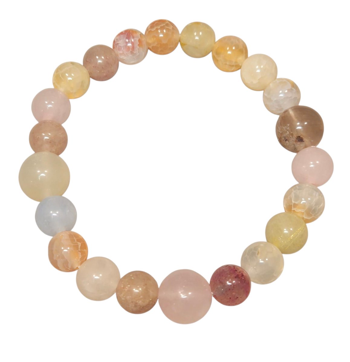 Armband van o.a. agaat en rozenkwarts.