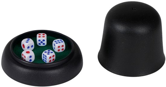 Eddy Toys Dobbelspel 7-Delig - Dobbelspel voor Kinderen en Volwassenen - Dobbelspel met Dobbelbeker en Bakje - Compact Formaat voor Reizen en Spelletjesavonden