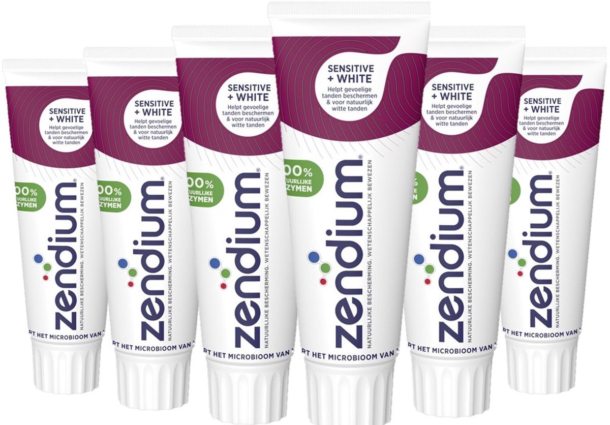 Zendium Tandpasta - Sensitive+White - Sensitive Whitener - Voordeelverpakking 6 x 75 ml