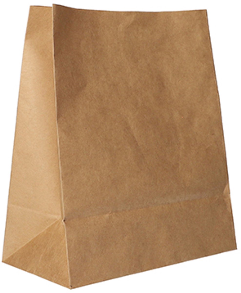 Image of 250 Blokbodemzakken, kraftpapier 22 cm x 18,5 cm x 9,7 cm bruin