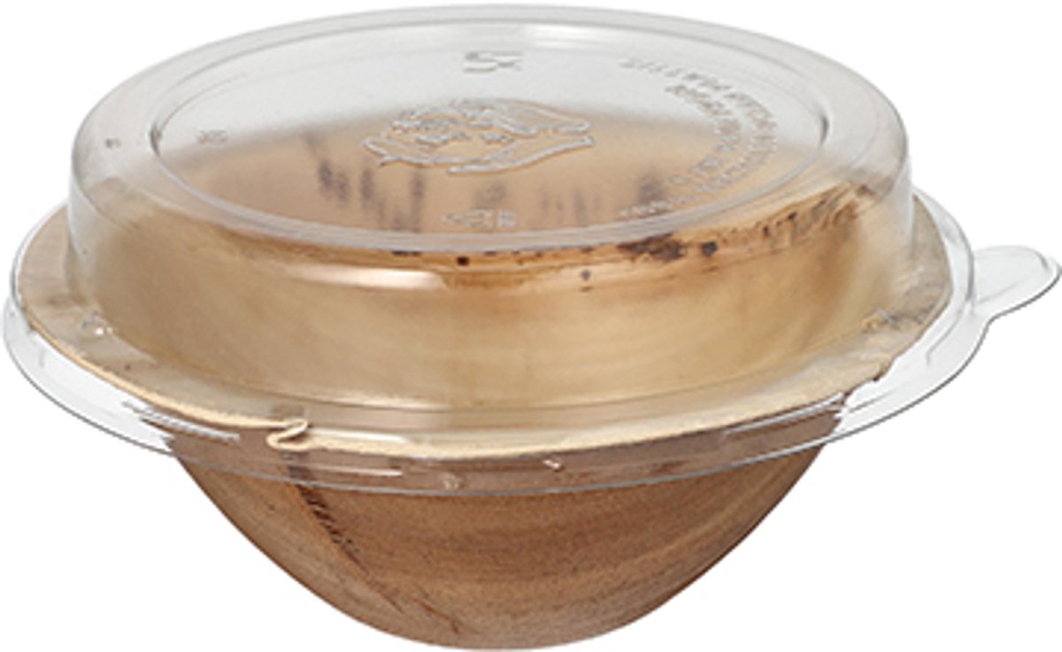 Image of 10 Schalen, Palmblad rond 300 ml Ø 15 cm · 8,3 cm met rPET deksels