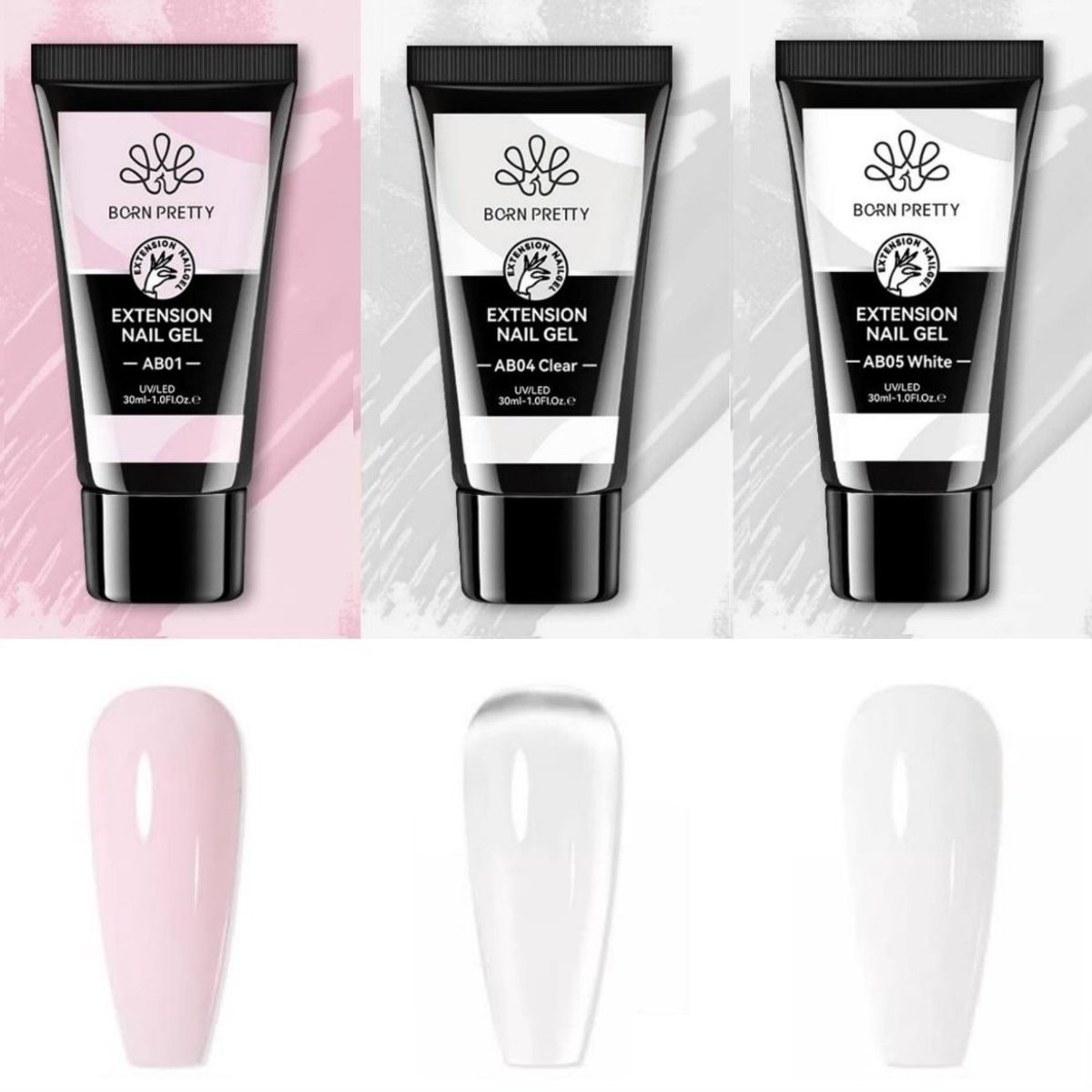 Born Pretty - Polygel - 3x30 ml - Polygel nagels - Polygel Nagels Starterpakket - Polygel kit - Polygel kleuren - Polygel producten - Polygel set - Polygel clear - Polygel roze - Polygel nude - Polygel wit - Polygel tube - Polygel Starters Kit