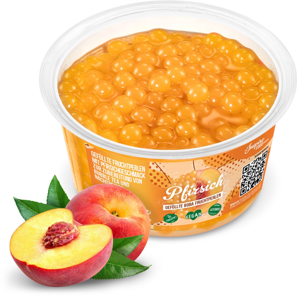 Inspire Food Company - Bubble tea - Bubble Tea Parels - Popping Boba Pearls - Popping Fruitparels - Perzik smaak - 450 gram
