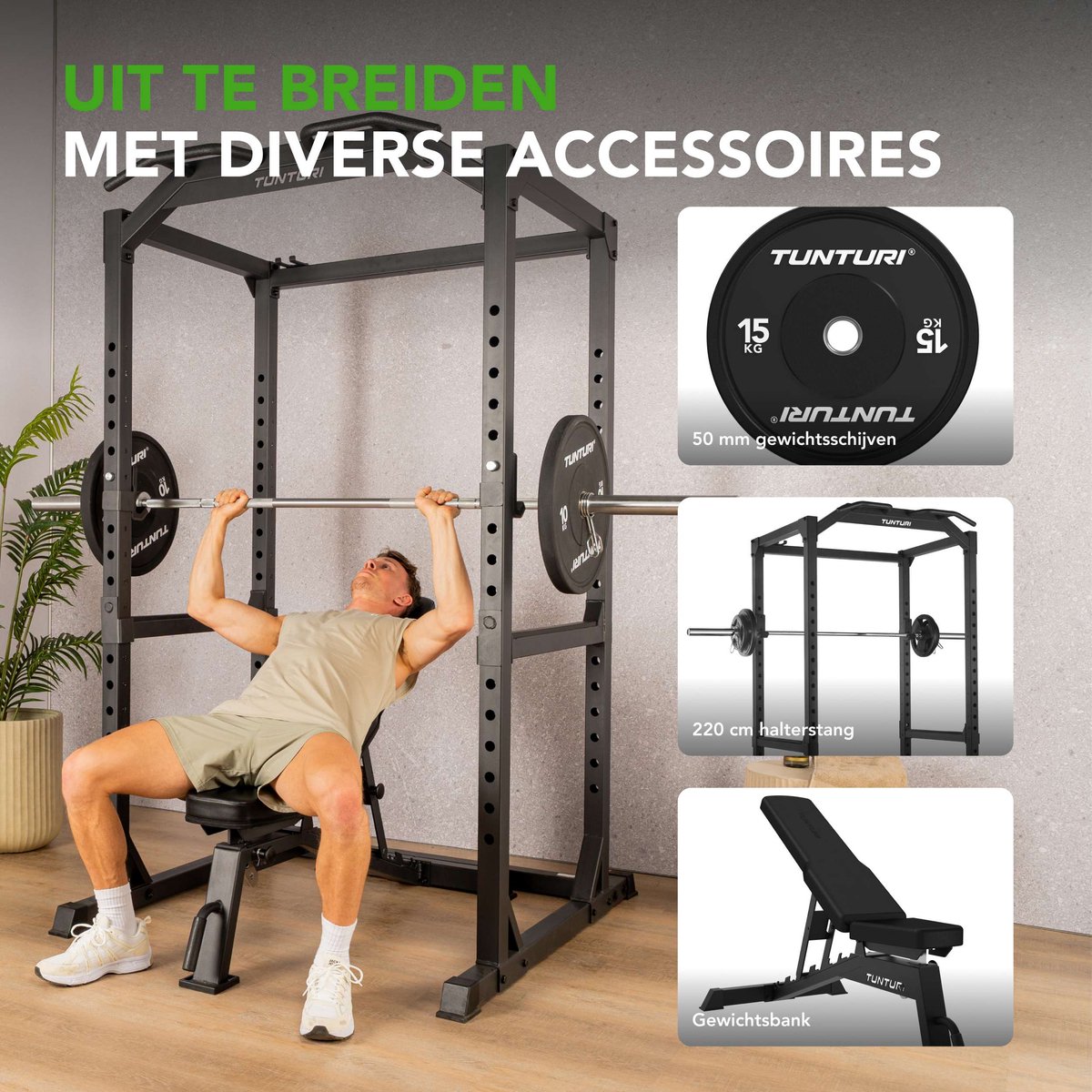 Tunturi PR60 Power Rack - 300kg, 18 standen, thuisgeschikt