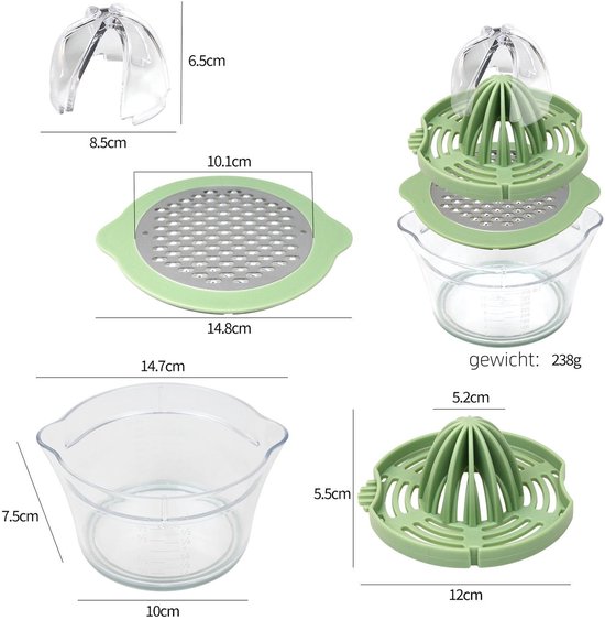 1 item - Sapcentrifuge - Handmatig draagbaar - Multifunctionele sapcentrifuge - Geschikt voor sapkraampjes - Groente- en fruitsap voor thuis - Groen van Merkloos — afbeelding 4