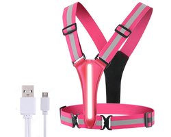 Reflecterend Vest Hardloopkleding - Hardloopvest met Verlichting - Oplaadbaar inclusief USB Kabel - Hardloop Verlichting aan Voor- en Achterkant - 3 Standen Licht - Reflecterend Running Vest - Hoge Zichtbaarheid - Verstelbare Taille/Schouder