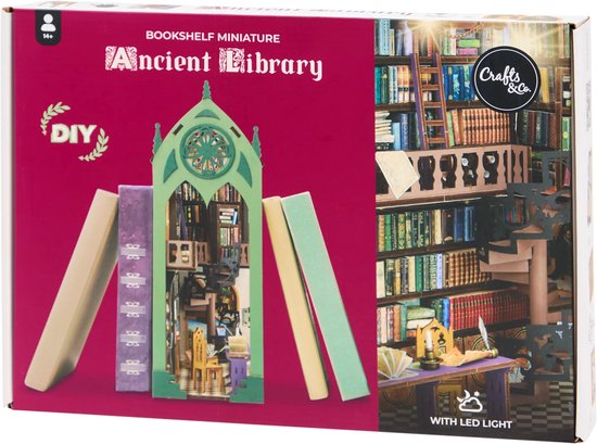 ROBOTIME Boekenhoeksets voor volwassenen Arcade Dating, Booknook met stofkap DIY miniatuur poppenhuis kit 3D houten puzzel boekensteun boekenplank decor cadeau