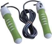Tunturi Springtouw - Sport springtouw - Fitness springtouw -- Met Teller - Grijs/Groen - Incl. gratis fitness app