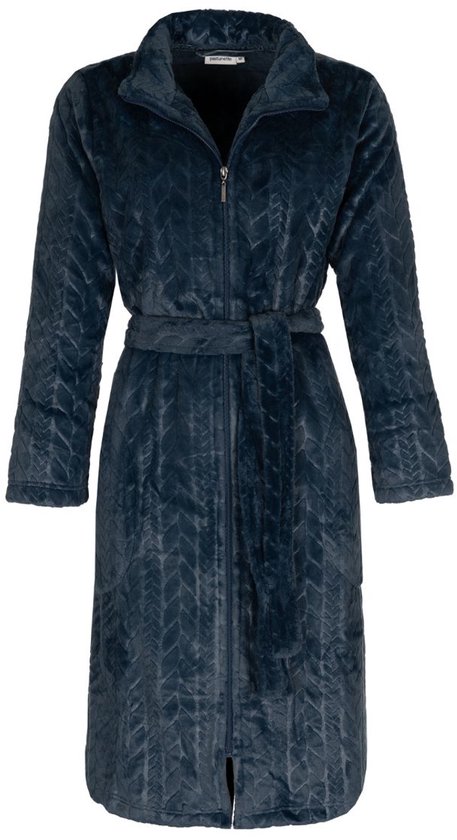 Tenderness Dames Badjas - Fleece - Reliëf bolletjes - Blauw