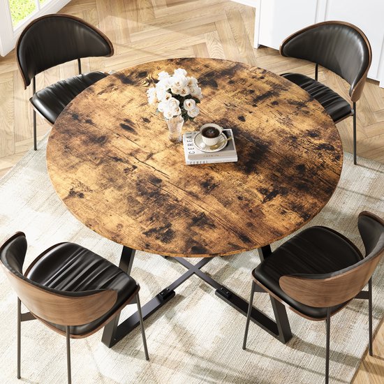 Ronde eettafel 4-6 personen hout 120 cm tafel ...