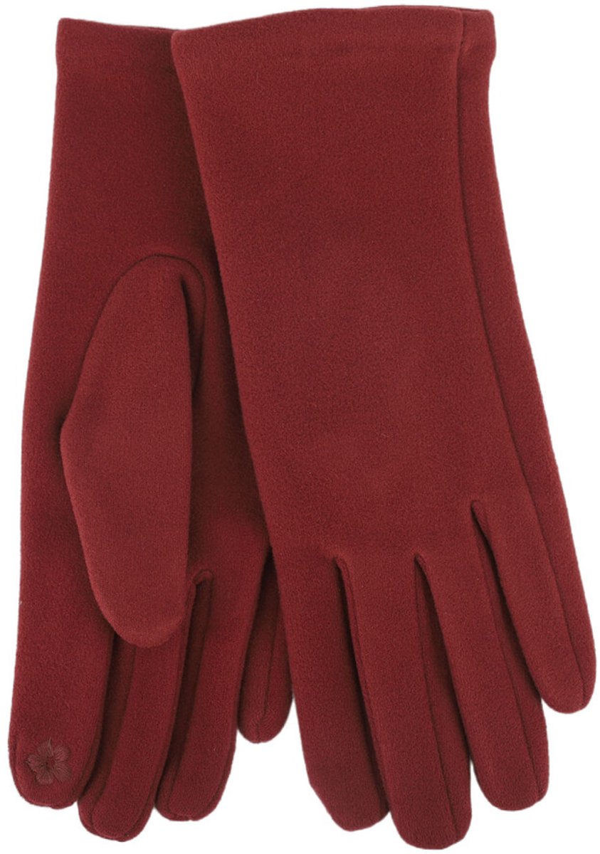 Stevige faux suede dames handschoenen Kerstin-touchscreenfunctie-effen donker rood dark red