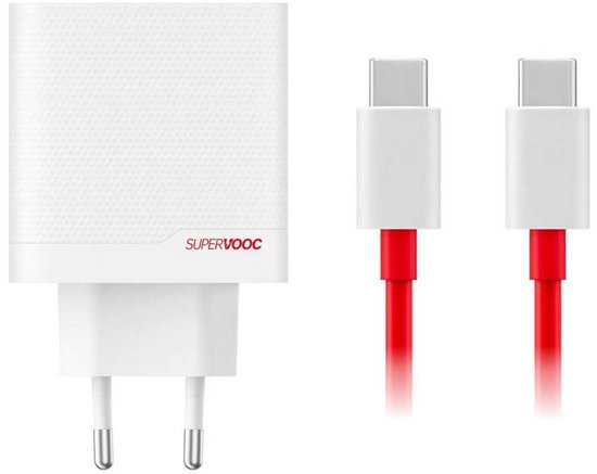 Adaptateur Power OnePlus SUPERVOOC 80 W Dual ports USB-A + USB-C GaN - Câble USB-C inclus - Wit