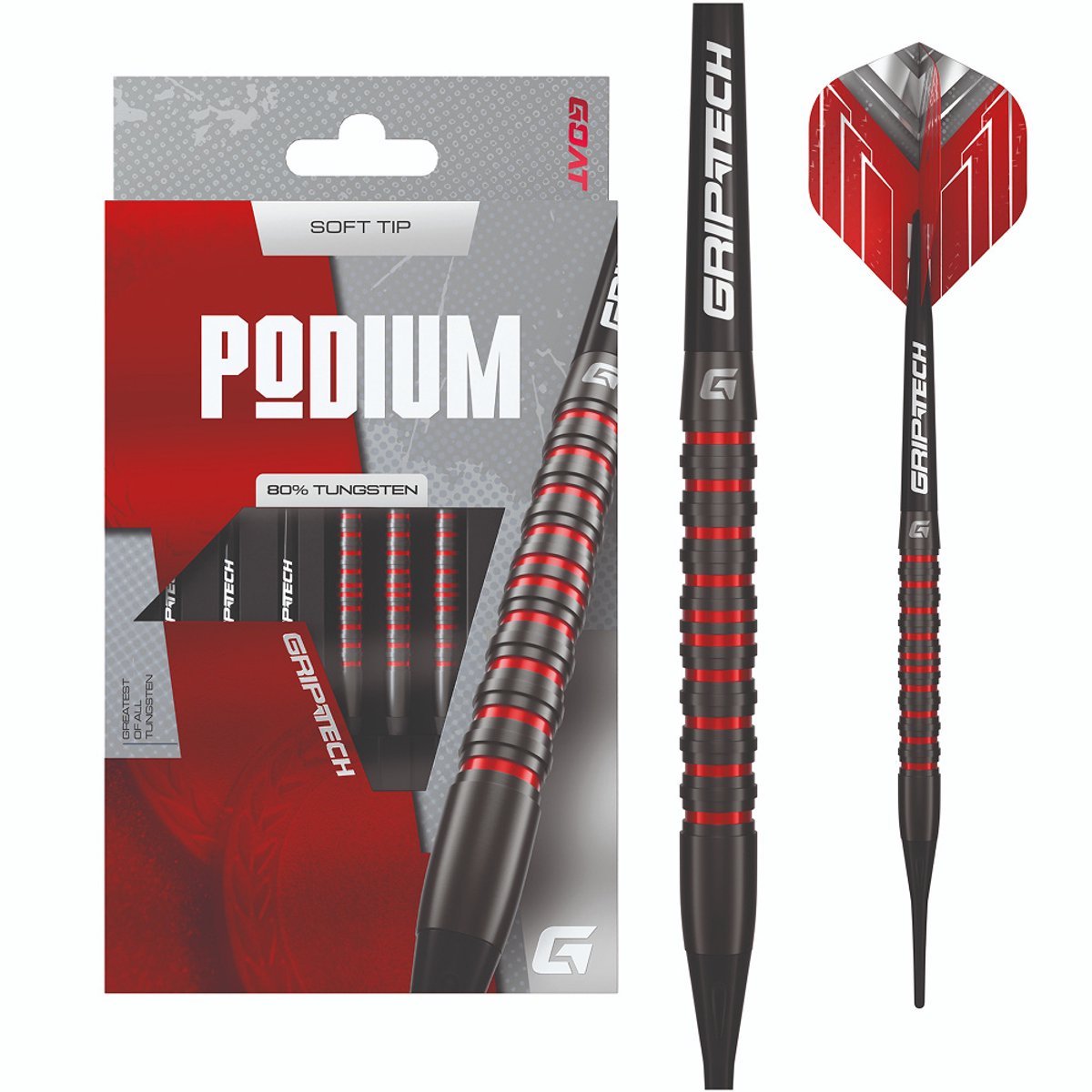 GOAT Podium Black Red 80% Soft Tip - Dartpijlen