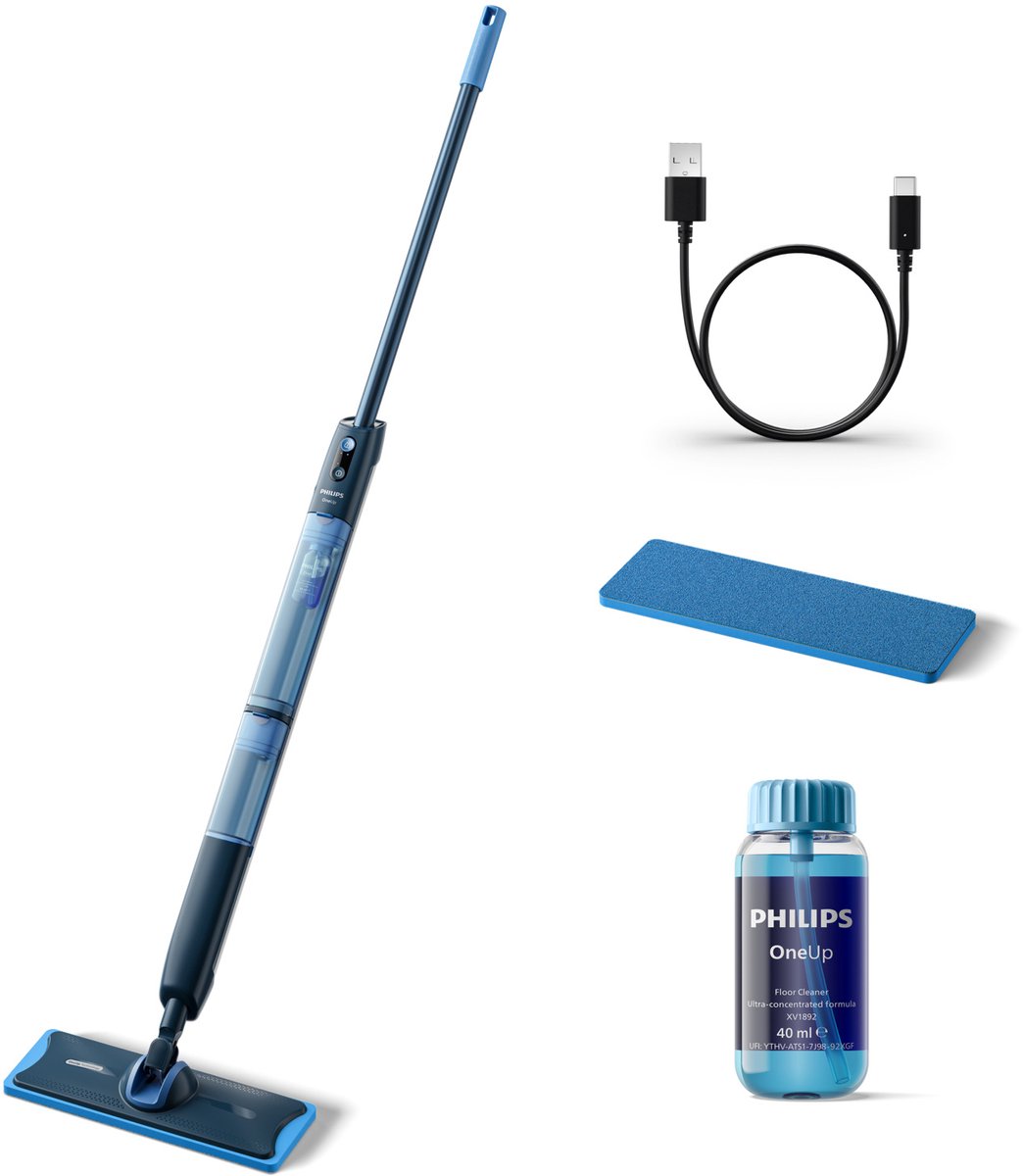Philips OneUp Elektrische Dweil 5000 series XV5113/01 - Dweilsysteem - Vloerreiniger - Vuil water opzuigen - 2 standen - 70min dweilen - Geen emmer nodig