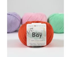 Cotton Bay Performance - rouge (21) - Fil à crocheter 100% coton - Fil à tricoter - 5 pelotes de 50 grammes - aiguille taille 3 - 4 mm.