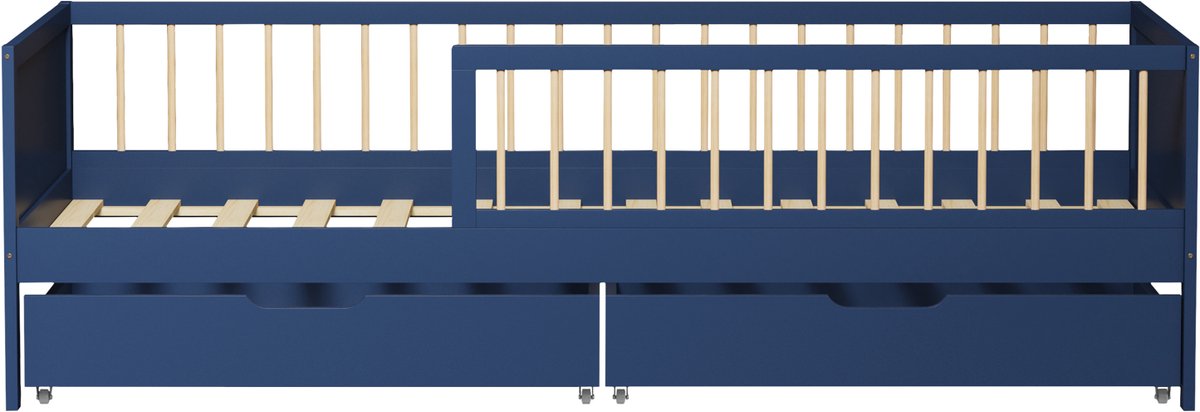 Donkerblauw kinderbed 190x90cm met laden ADAM