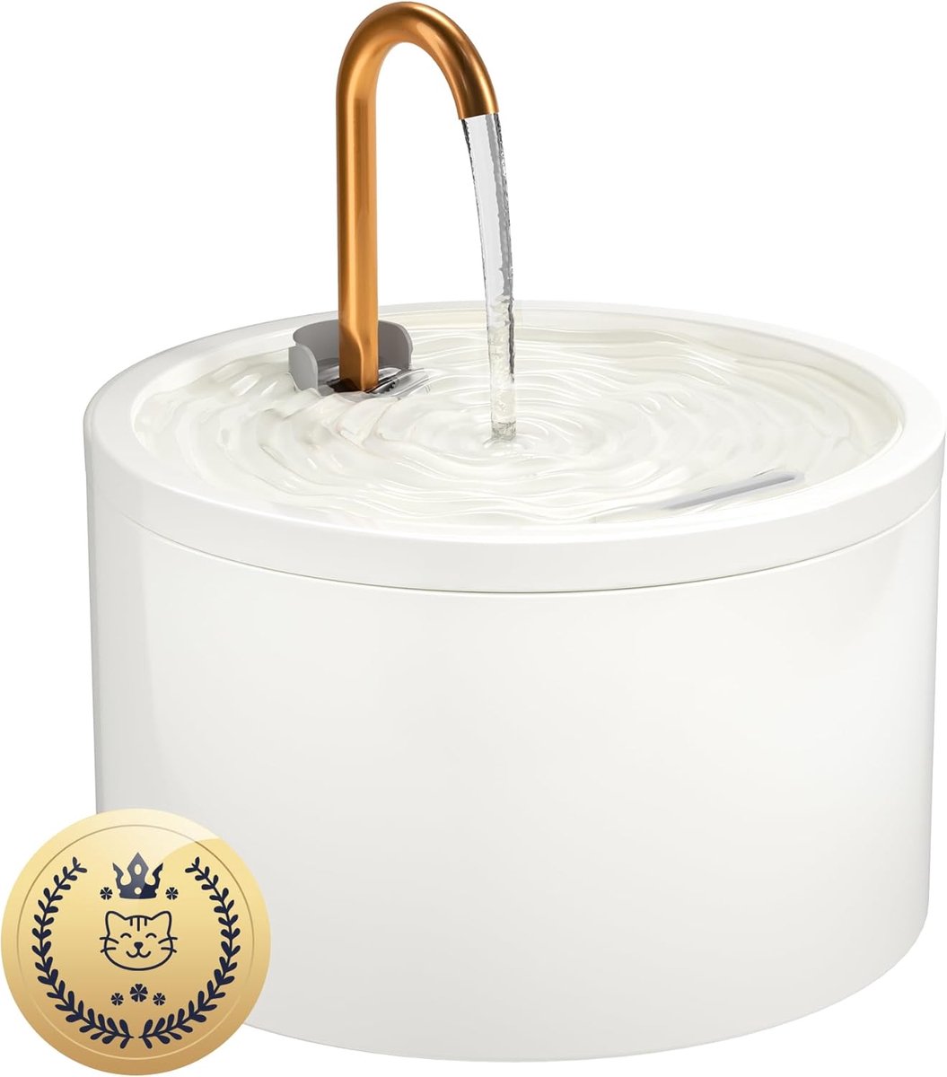 Keramische Katten (Design) Drinkfontein 2,1L – Super Stille Waterfontein met Meerdere Filters | Vaatwasmachinebestendig & Gezonde Hydratatie voor Katten – Wit