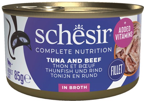 Schesir Complete & Balanced Kattenvoer Tonijn en Rundvlees in Boullion - 12 x 85 gr - Voordeelverpakking