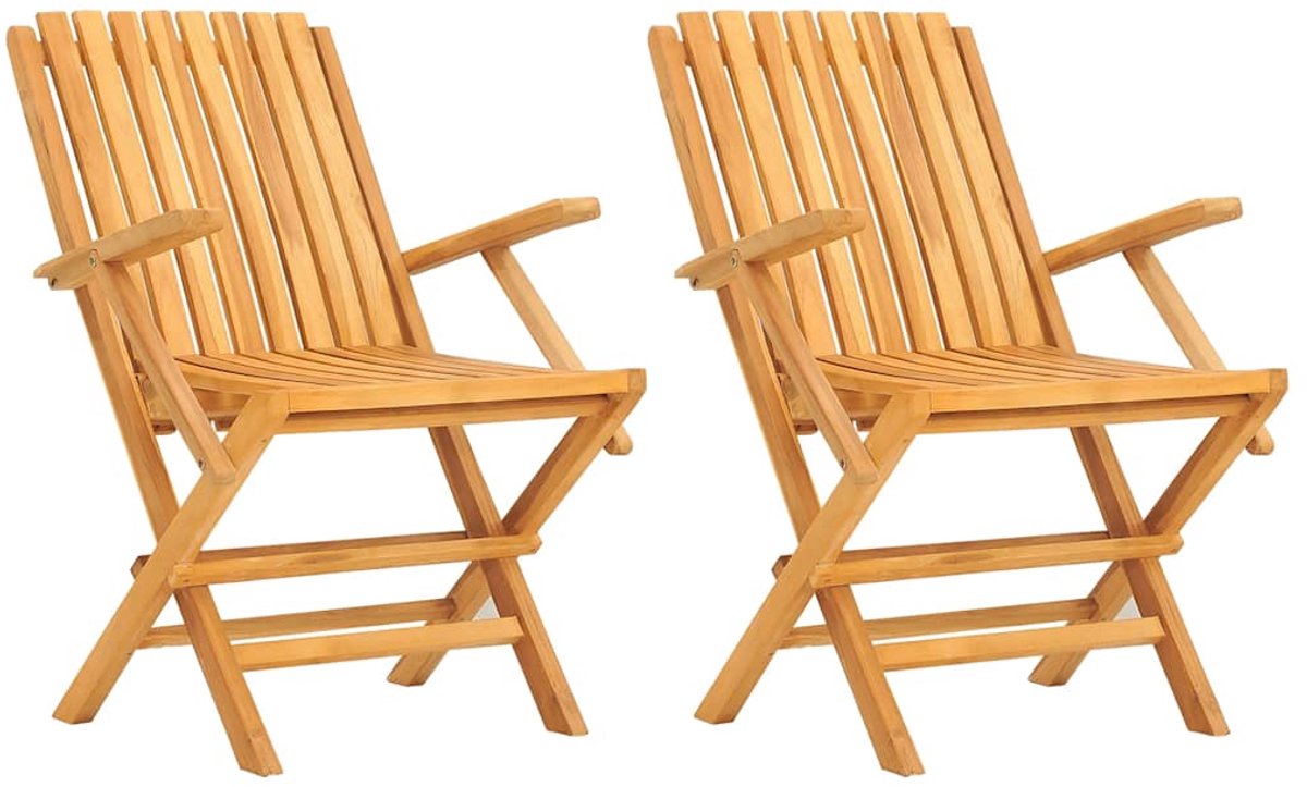 vidaXL - Tuinstoelen - inklapbaar - 2 - st - 61x67x90 - cm - massief - teakhout