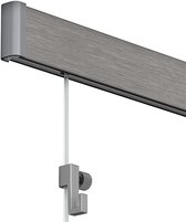 Artiteq Click Rail Schilderij Ophangsysteem 200 cm - Complete Set - Inclusief Haken & Transparante Draden - Aluminium - 30 kg/m Draagkracht