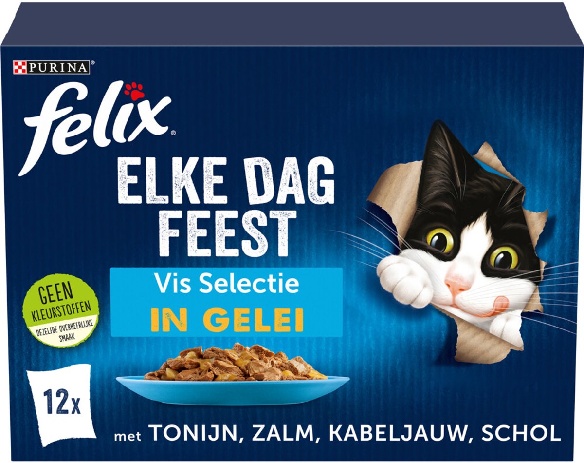 Felix Kattenvoer Nat in Gelei Elke Dag Feest Vis Selectie 12 x 85 gr