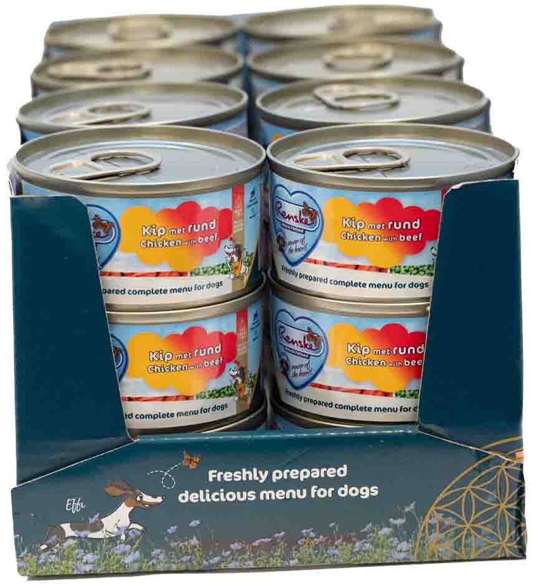 Renske kip met rund nat hondenvoer (blik 95 gr) 1 tray (24 x 95 g)