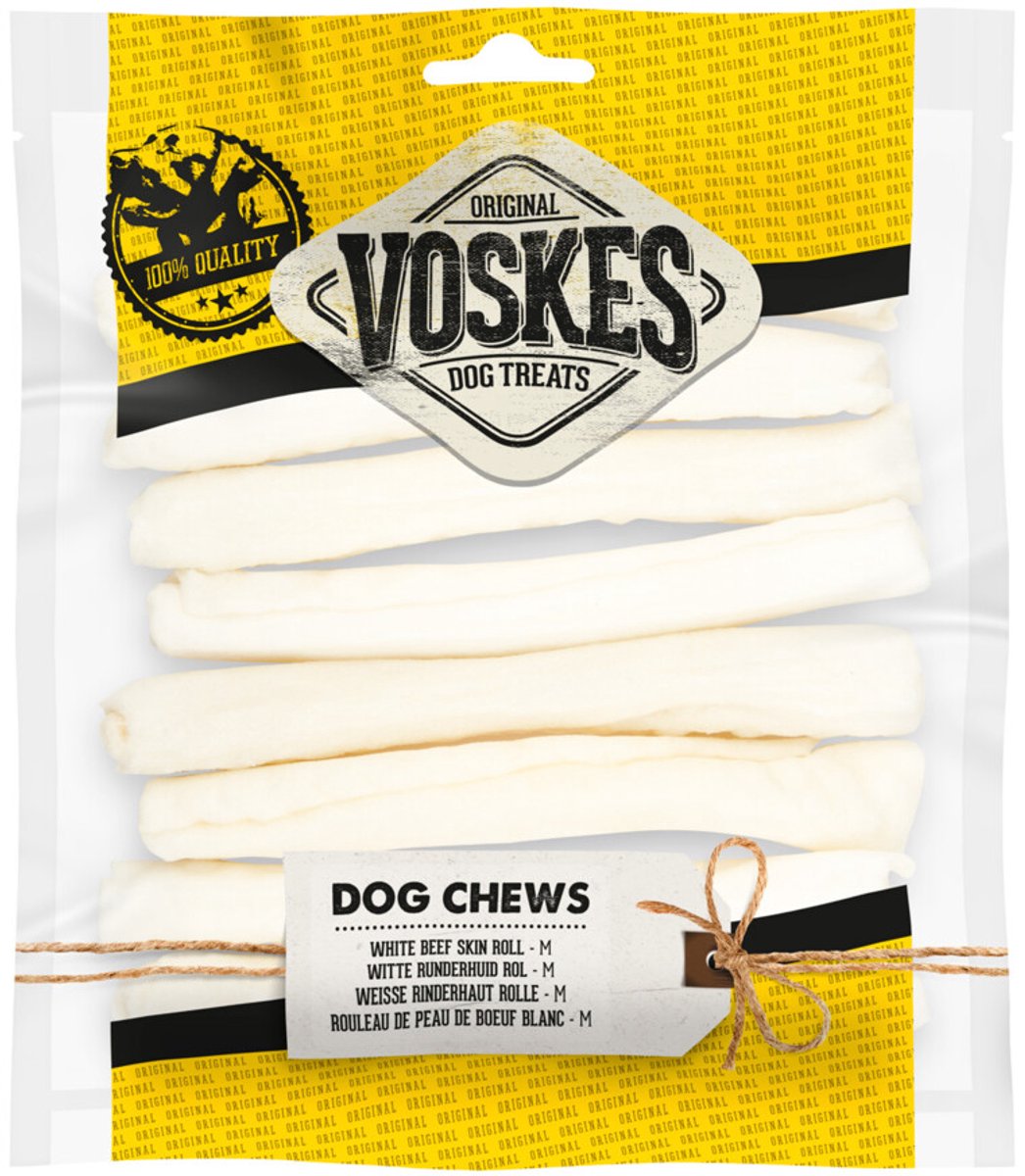 Voskes Hondensnacks Roll White M - 10 x 8 stuks - Voordeelverpakking