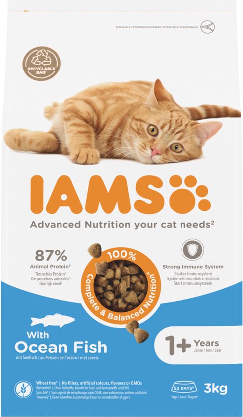 IAMS Kat Adult Oceaanvis - 3 x 3 kg - Voordeelverpakking