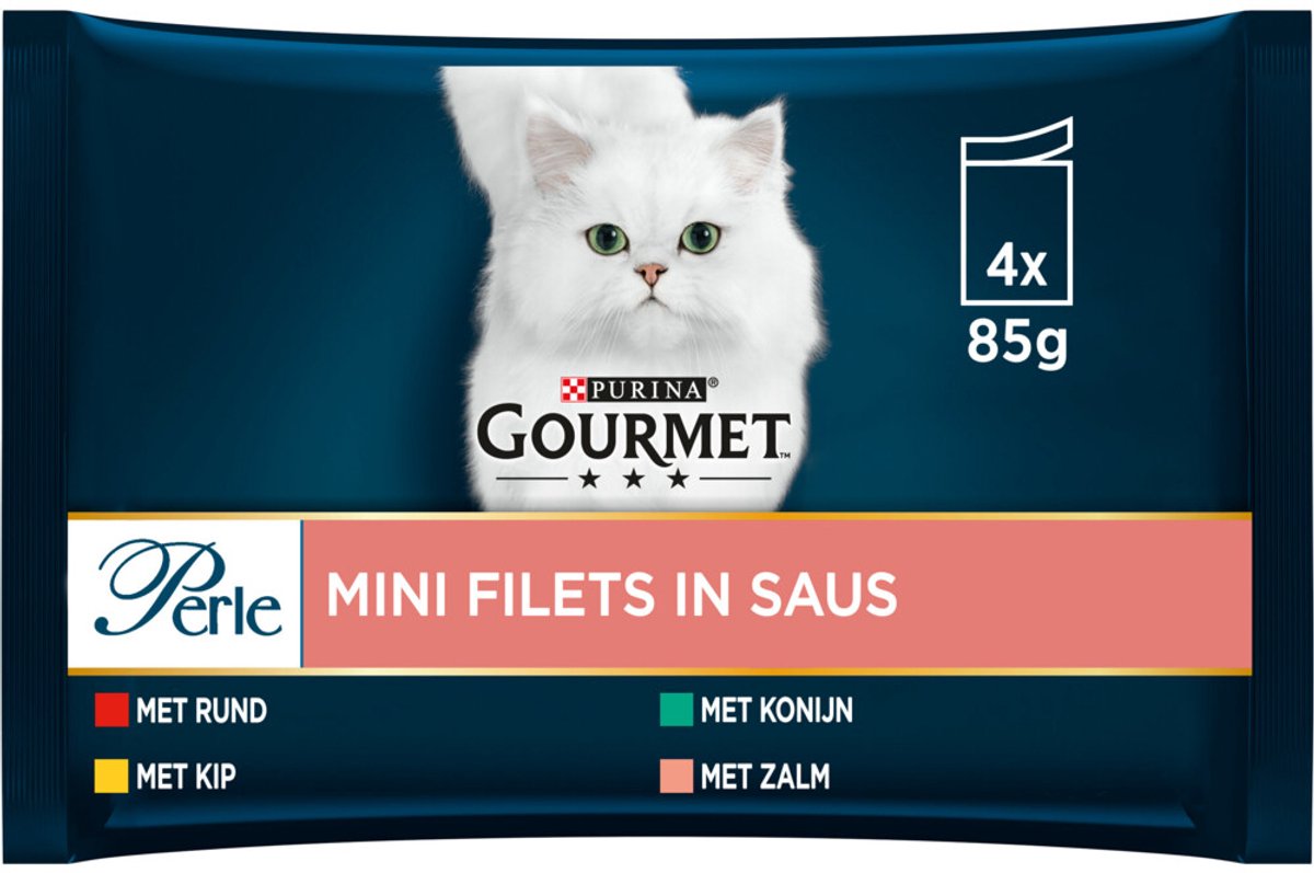 Gourmet Perle Kattenvoer Nat Mini Filets in Saus Multipack 4 x 85 gr