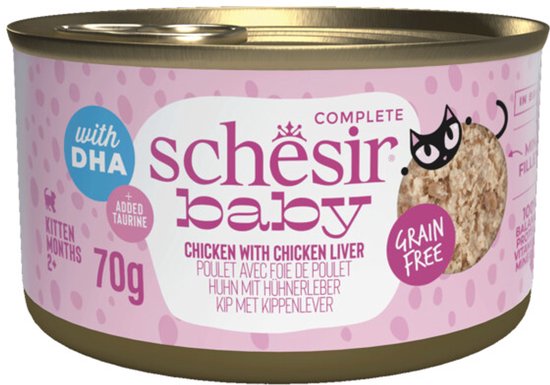 Schesir Baby Kitten Bouillon Kip & Lever - 12 x 70 gr - Voordeelverpakking