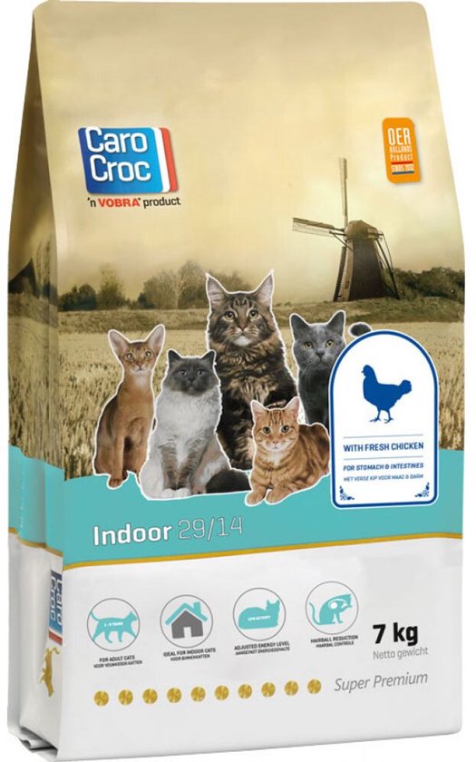 CaroCroc Indoor - Kip - Kattenvoer - 7kg