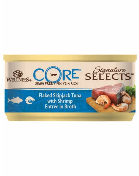 Wellness Core Kattenvoer Signature Selects Flaked Tonijn - Garnaal - 24 x 79 gr - Voordeelverpakking
