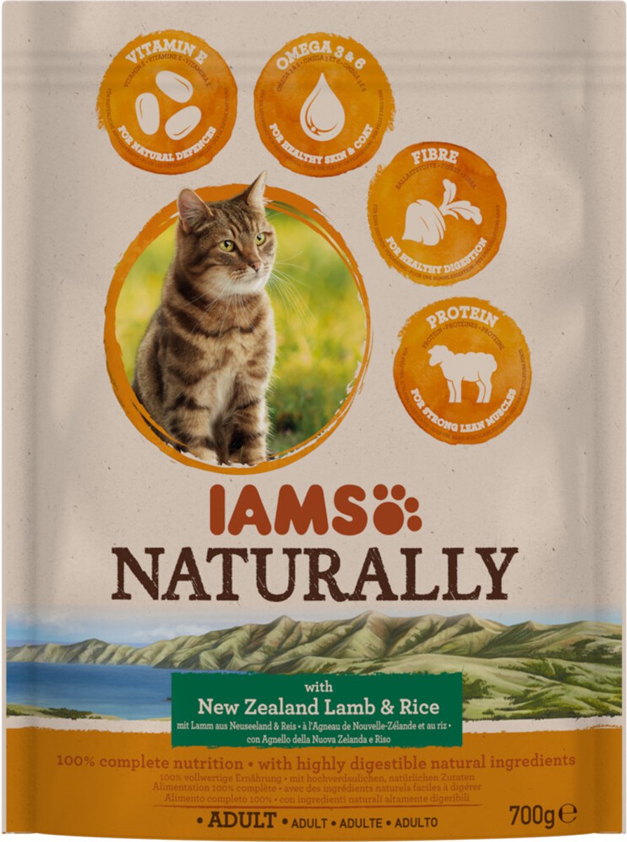 IAMS Naturally Kat Adult New Sealand Lam&Rijst 700 gr