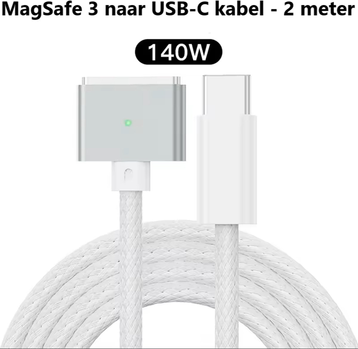 USB-C naar MagSafe 3 Oplaadkabel – 2m – 140W Snelladen – Wit