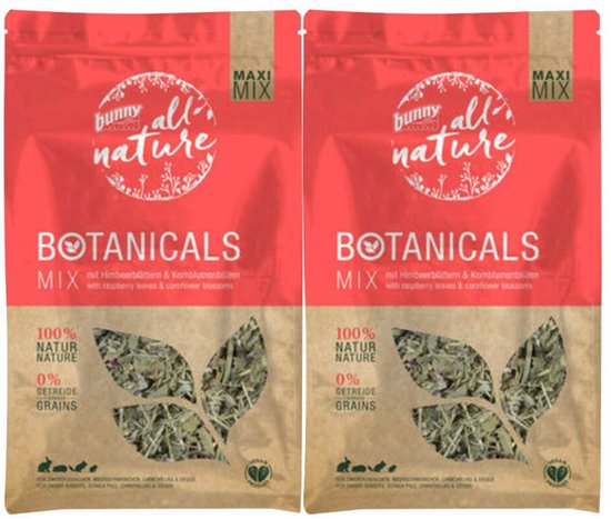 Bunny Nature Botanicals Konijnensnack Frambozenblad & Korenbloem - 2 x 400 gr - Voordeelverpakking