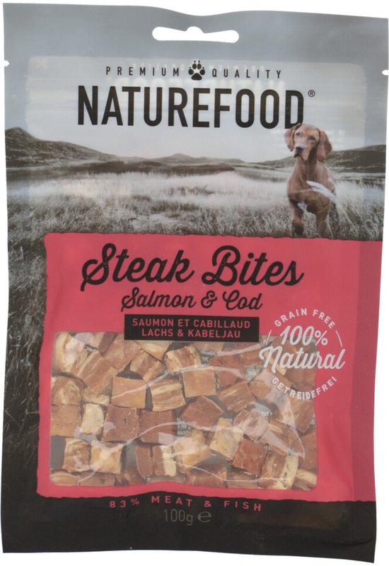 Rosewood Naturefood Steak Bites Zalm & Koolvis - 8 x 100 gr - Voordeelverpakking