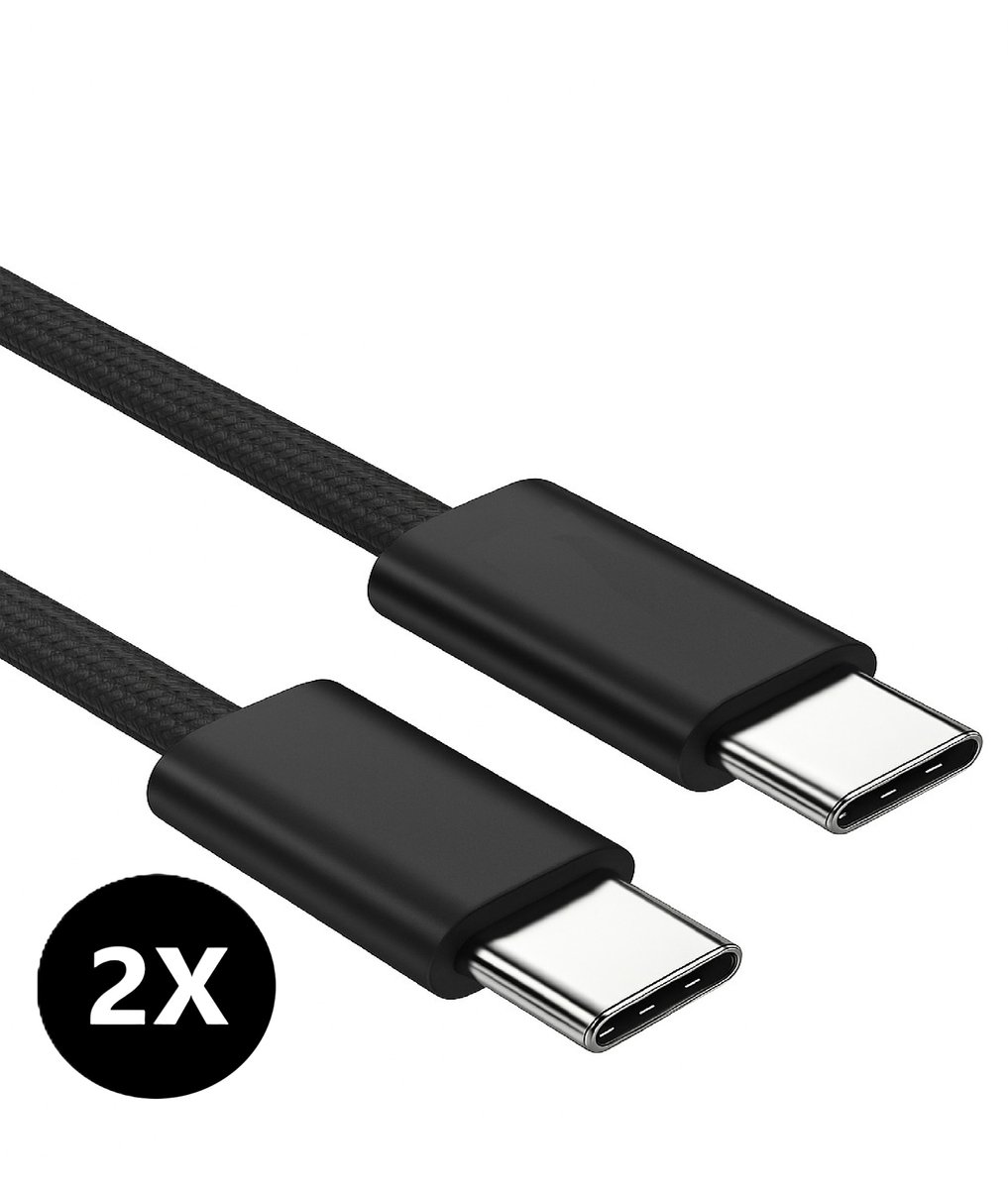 DISEV® - USB C Kabel - USB C Oplader - USB C kabel naar USB C - USB-C Oplader Kabel 60W - USB C Naar USB C Kabel - Oplaadkabel - Lader - Laadkabel - Universeel - Snellader - Zwart - Gevlochten kabel - 2 Meter