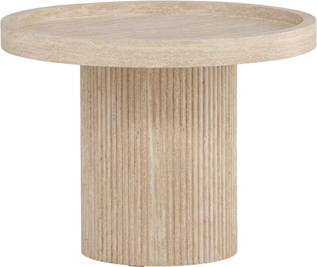 Nest living Micah Houten Bijzettafel Beige - Rond - Woonkamer - Scandinavisch - Ø 60 cm
