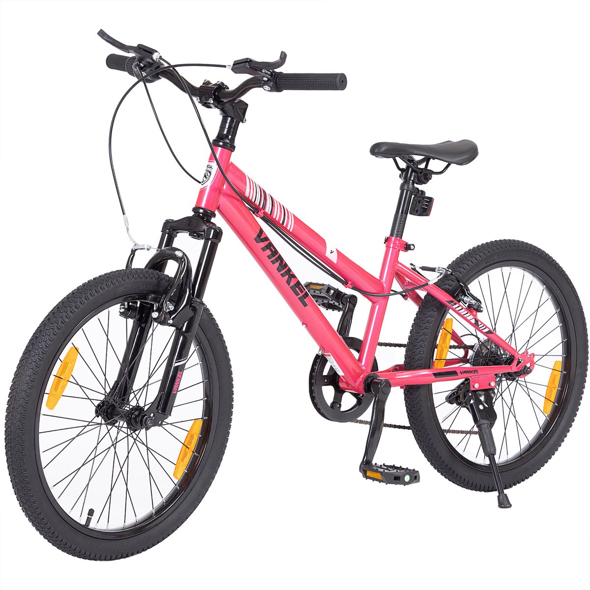 VANKEL Fiets Bike Kinderfiets - 20 inch - 6 Versnellingen - Kettenschakeling - V-brakes - voor Kinderen vanaf 6-9 Jaar- Sportief Ontwerp - roze
