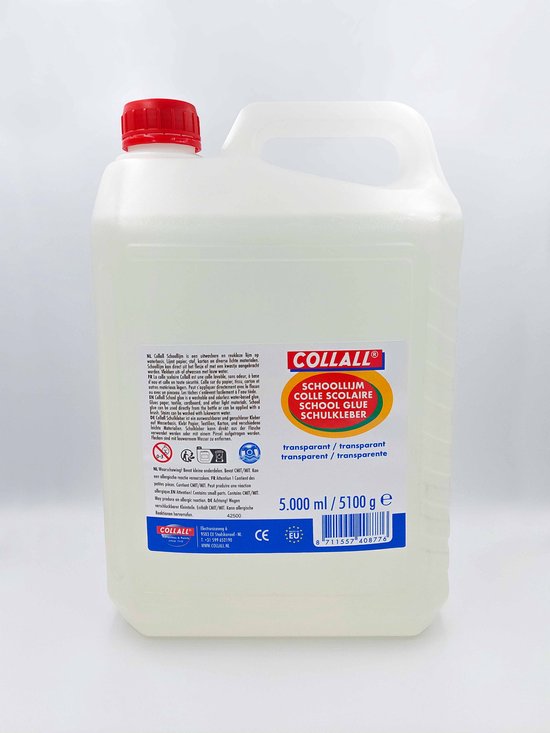 Lijm transparant 5 liter op waterbasis, ook voor drakenslijm of smurfensnot