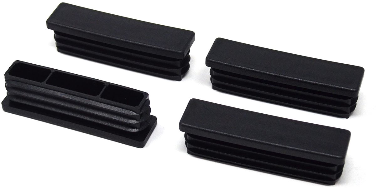 4x Vierkante Buisstoppen 80x20mm - Lamellen en Glad Glijvlak - Voor Wanddikte 1-2 mm