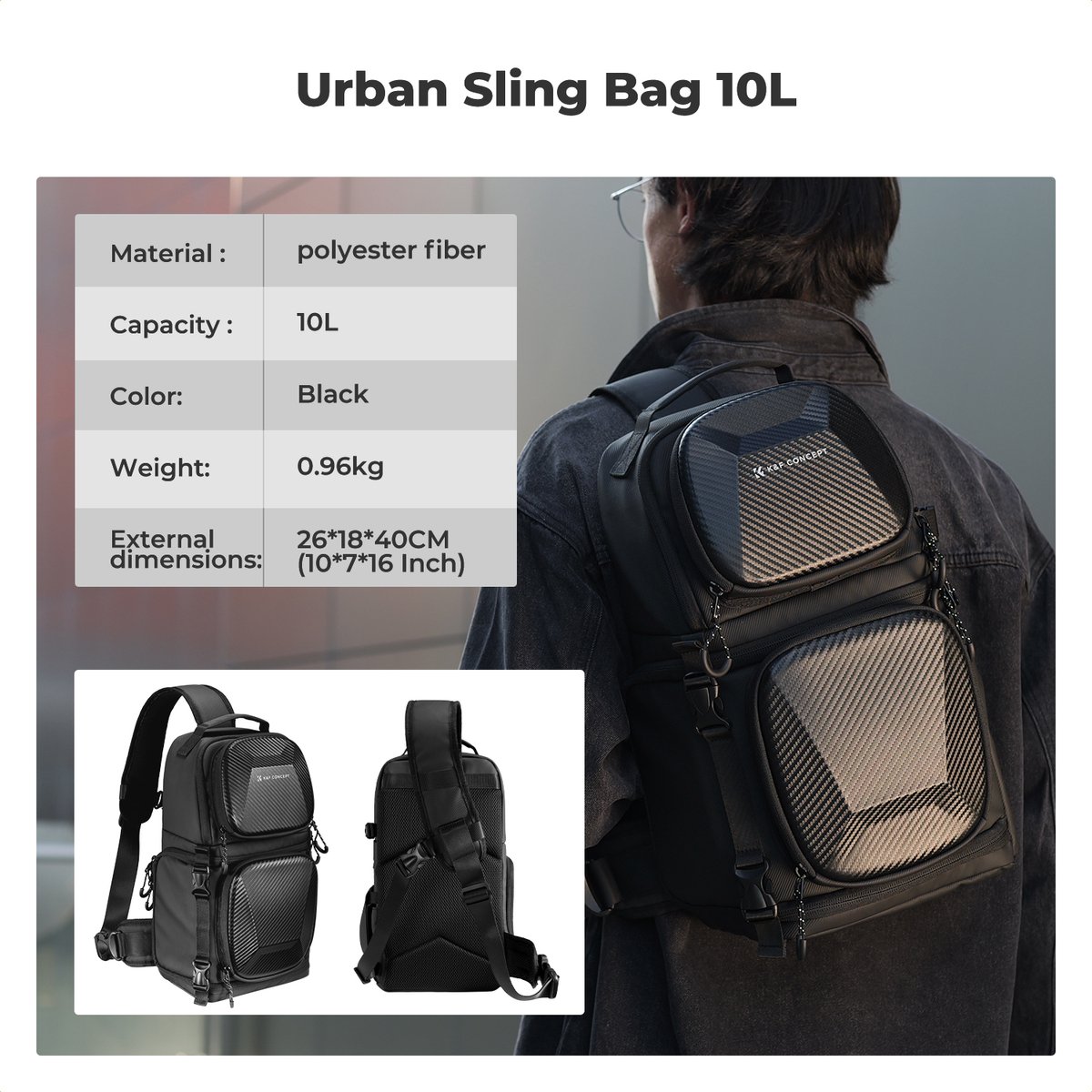 K&F Concept Urban Wanderer U02 10L hardshell sling bag camera schoudertas foto video thumbnail 5