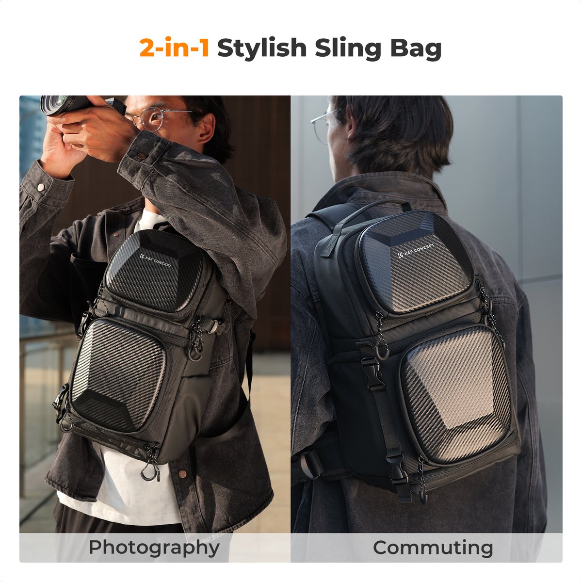 K&F Concept Urban Wanderer U02 10L hardshell sling bag camera schoudertas foto video thumbnail 6