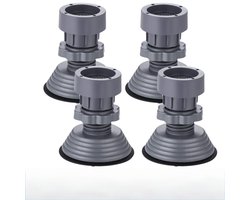 4 stuks Wasmachine Ondersteuning -Verstelbare Hoogte Anti-vibratie Wasmachine Voetkussens voor Wasmachine en Droger-Antislipmat kunststof schokabsorberende beugel-Wasmachine voeten verstelbare voet，grijs