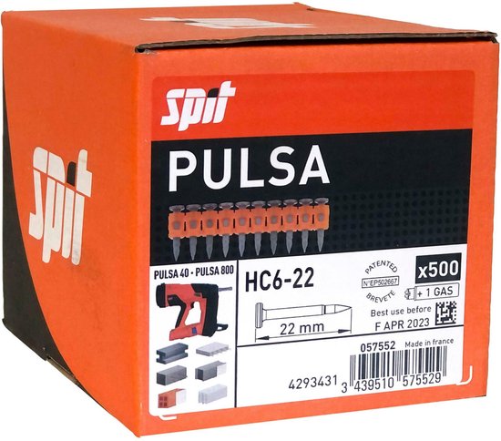500x Spit nagels 22mm HC6/22 met drijfstof voor Spit Pulsa 800 - 057552