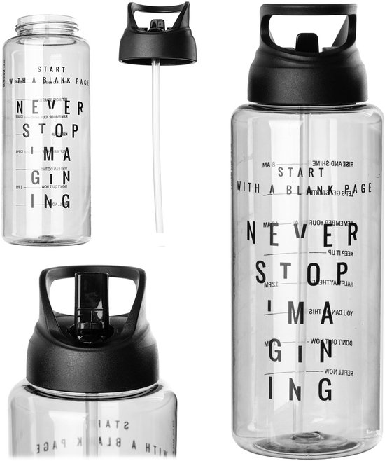 KADAX Tritan Sport 1L fles 34078 zwart <12> K1 — afbeelding 3