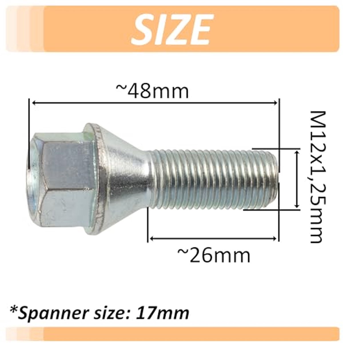 C76920-2X Wielbouten M12x1.25 - Geschikt voor CitroÃ«n, FIAT, Opel, Peugeot, Toyota - OE-nummers 16 087 344 80, 5405.72, 98 188 450 80, 9634648980