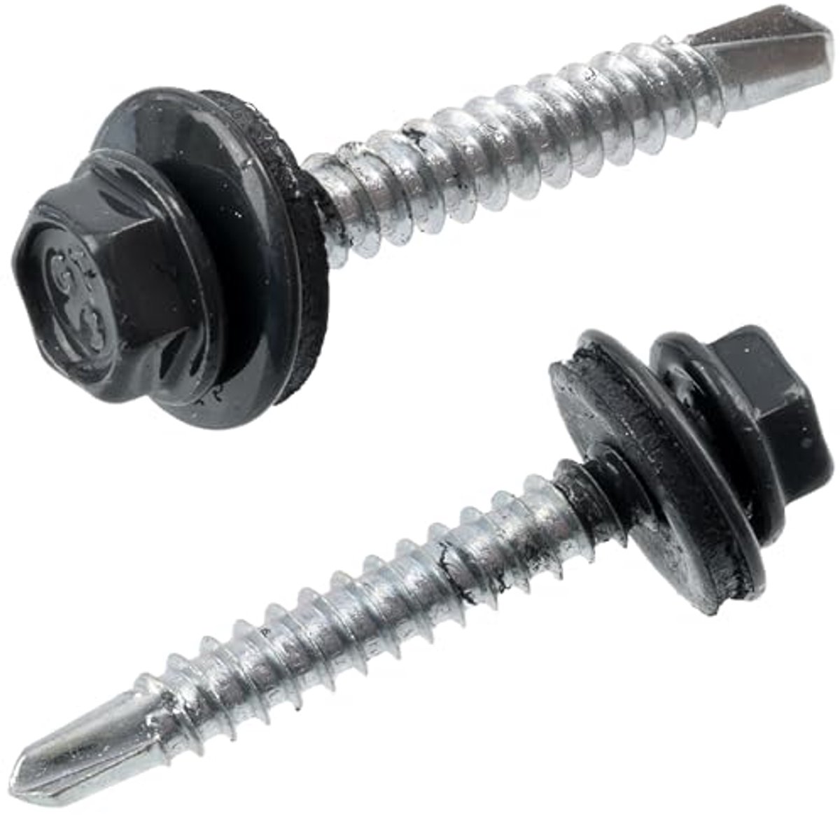 C77422 - Set van 40 zelfborende schroeven Ã˜4,8x35mm - EPDM afdichtring - RAL 7016 - 8mm zeskant kop - van koolstofstaal
