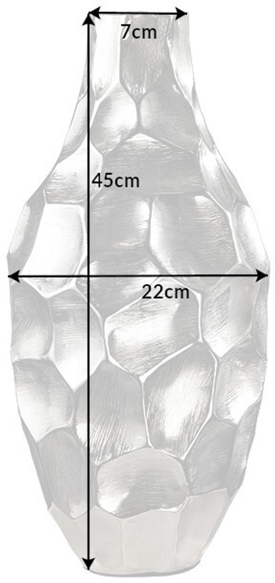 Elegante vaas ORGANIC ORIENT 45cm zilver gehamerd ontwerp - 41544